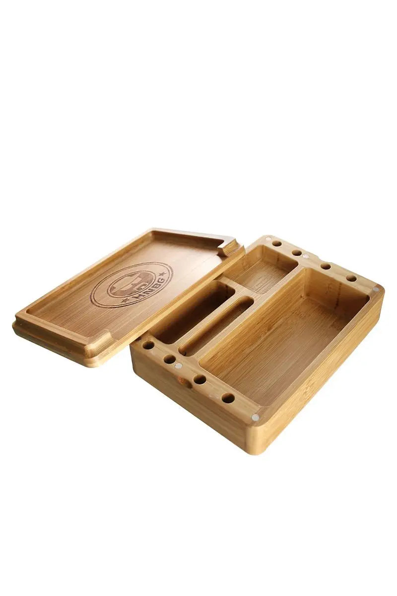 Dreh- & Stoner Box Heisenberg 20x14x6 cm | Bambus Rolling Tray mit Magnetverschluss & Staufächern