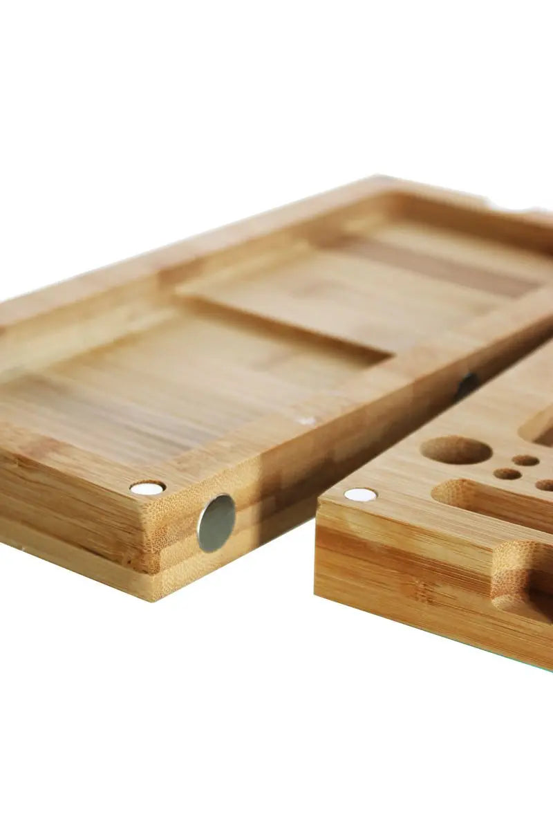 Heisenberg Rolling Tray Mega aus Bambus – 3-teiliges Magnet-Set mit Fächern & Mulden
