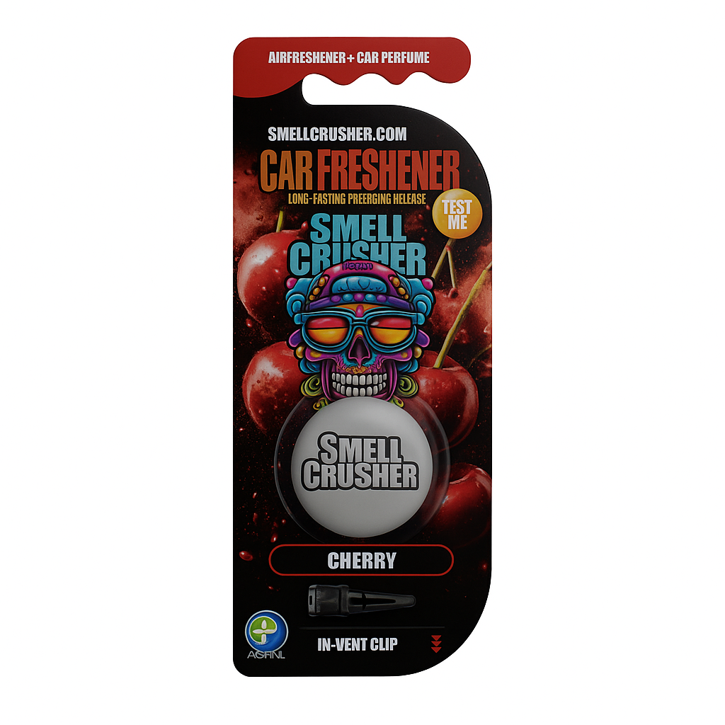 Smell Crusher Auto Lufterfrischer – langanhaltender Duft und Geruchsentferner in Cherry Black Anti Tobacco New Car