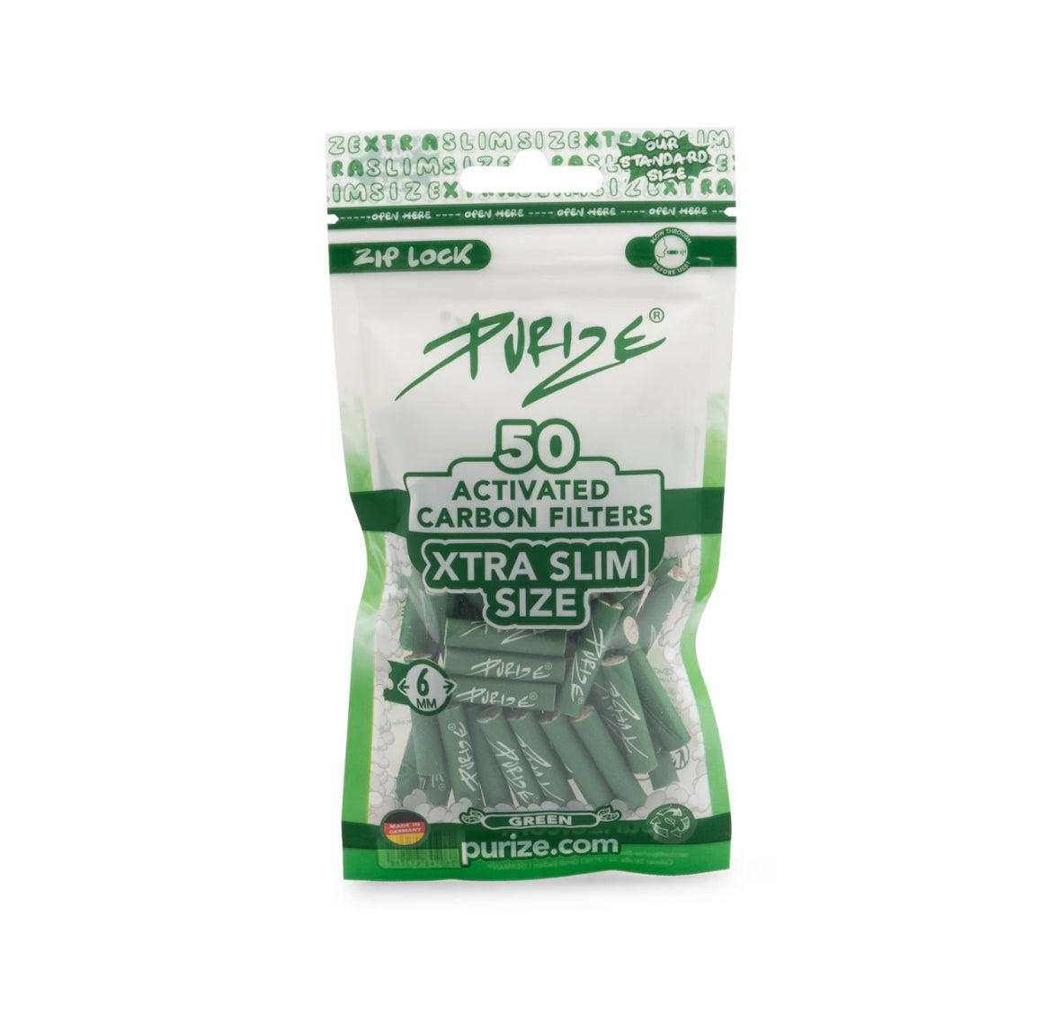 PURIZE Aktivkohlefilter XTRA Slim Size 6 mm (50 Stück)