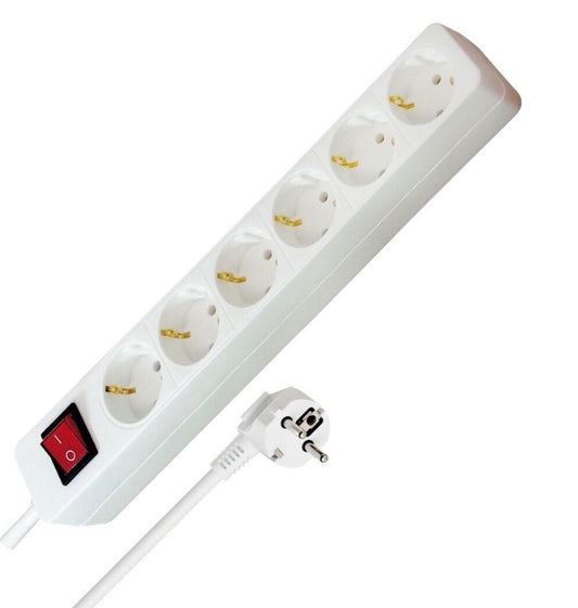Brennenstuhl Steckdosenleiste 6-fach mit Schalter | 1,4 m Kabel | Weiß
