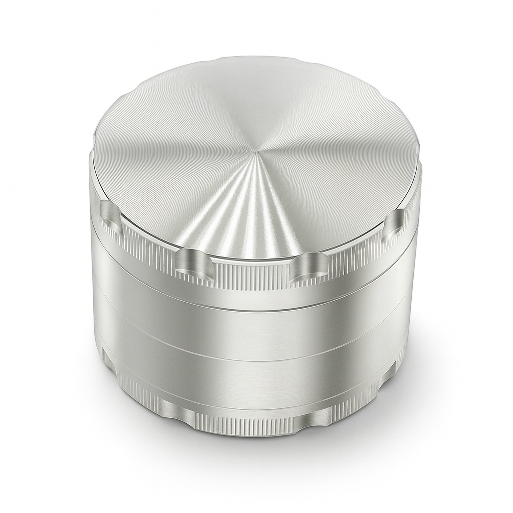 Grinder 4-teilig aus Aluminium – Ø 60 mm | Silber | Kräutermühle mit Sieb & Pollenfach