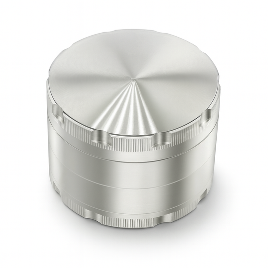 Grinder 4-teilig aus Aluminium – Ø 60 mm | Silber | Kräutermühle mit Sieb & Pollenfach