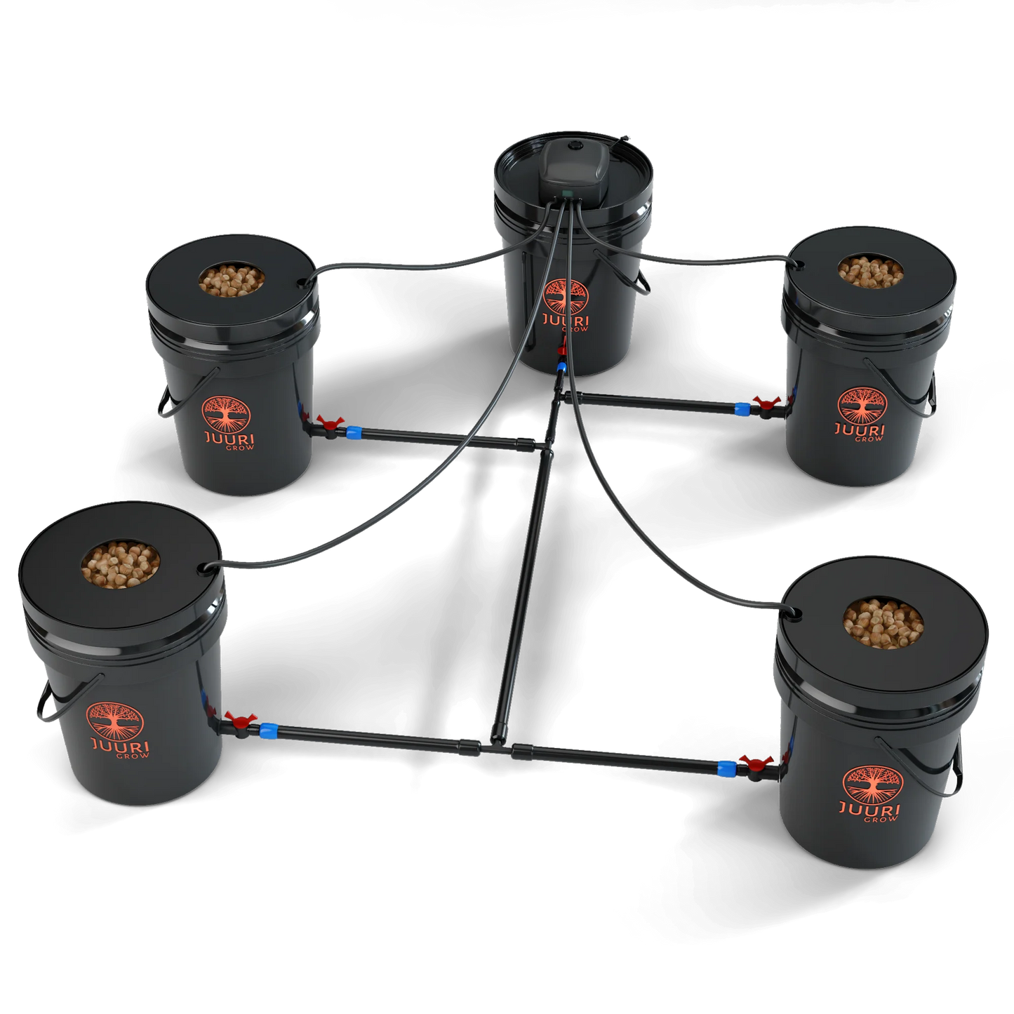 Juuri Grow Nano – DWC Hydroponik-System mit 4 Töpfen & Air-Stones