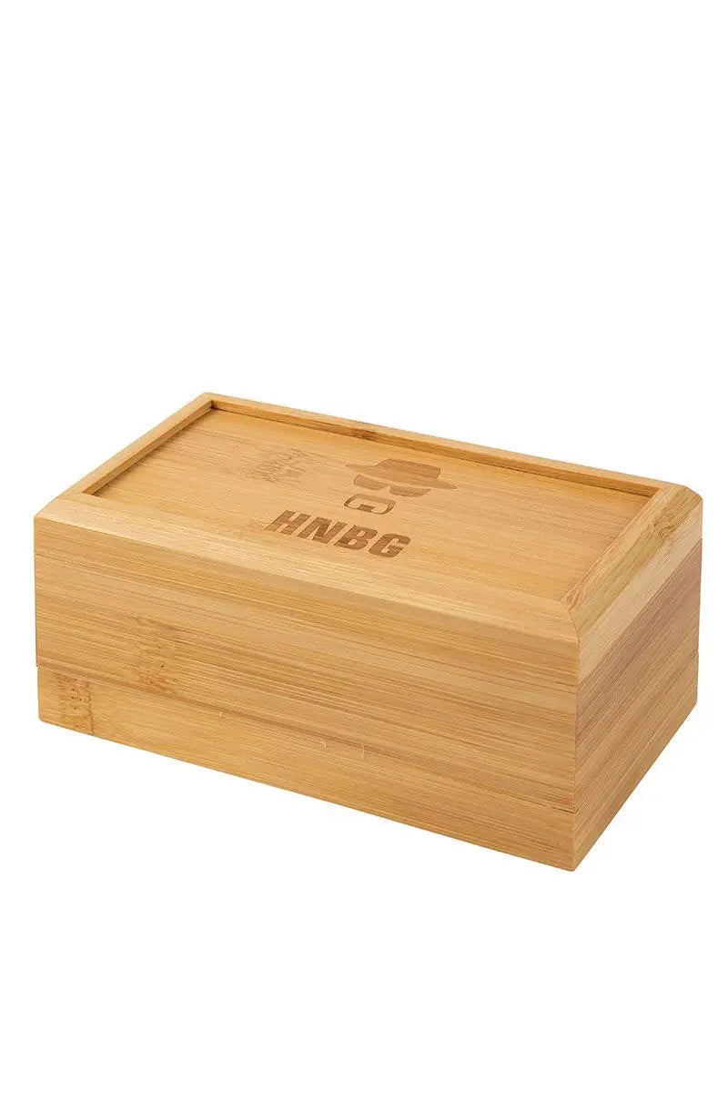HNBG Siebbox aus Bambus – 3-lagige Pollenbox mit Sieb und Spiegelboden (15,5 × 9 × 6 cm)