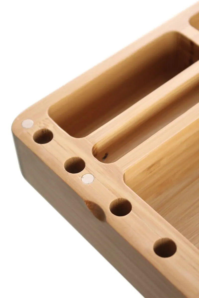 Dreh- & Stoner Box Heisenberg 20x14x6 cm | Bambus Rolling Tray mit Magnetverschluss & Staufächern