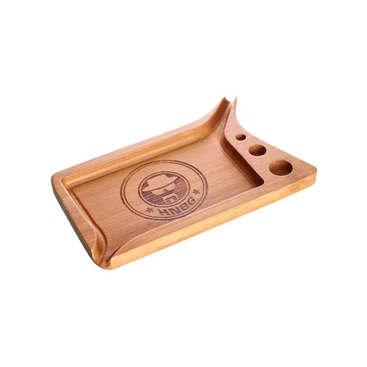 Heisenberg Bambus Rolling Tray mit Filler – Drehunterlage aus Holz mit Ablagen für Cones & Blunts