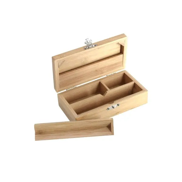 Rolling Box aus Bambus – 16×8,5×4,5 cm | Organizer mit Fächern & Drehmulde | Personalisierbar