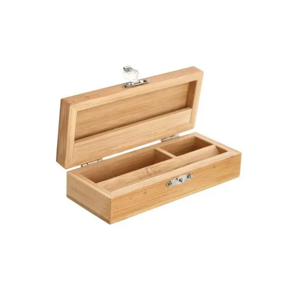Rolling Box aus Bambus – 15×6×4 cm | Kompakter Kräuter-Organizer mit Fächern & Drehmulde | Personalisierbar