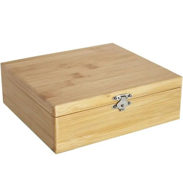 Rolling Box Typ 3 aus Bambus – 19×17×6 cm | Organizer mit mehreren Fächern & V-Block Drehhilfe | Personalisierbar