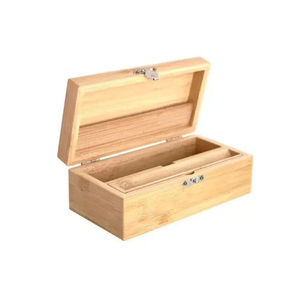 Rolling Box SMALL aus Bambus – 16,8×8,5×6 cm | Kompakter Organizer mit 2 Fächern & Drehmulde | Personalisierbar