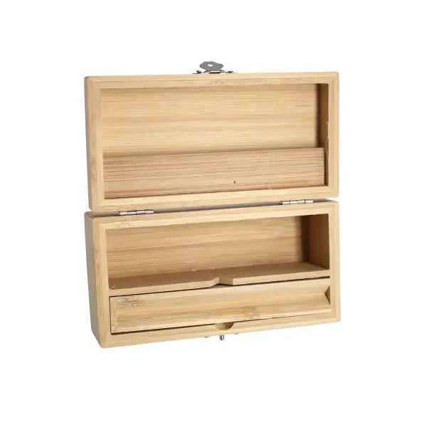 Rolling Box SMALL aus Bambus – 16,8×8,5×6 cm | Kompakter Organizer mit 2 Fächern & Drehmulde | Personalisierbar