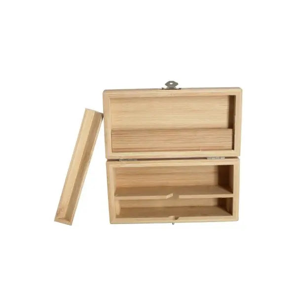 Rolling Box SMALL aus Bambus – 16,8×8,5×6 cm | Kompakter Organizer mit 2 Fächern & Drehmulde | Personalisierbar