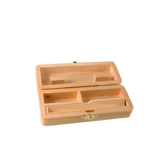 Rolling Box „Rollmaster“ – 15,5×6×4,5 cm | Holz-Organizer mit V-Block & Paper-Klemme | Personalisierbar