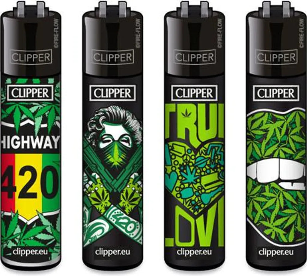 4er Set Clipper Reibrad Feuerzeuge – 420 Mix #1 | Original, nachfüllbar & langlebig