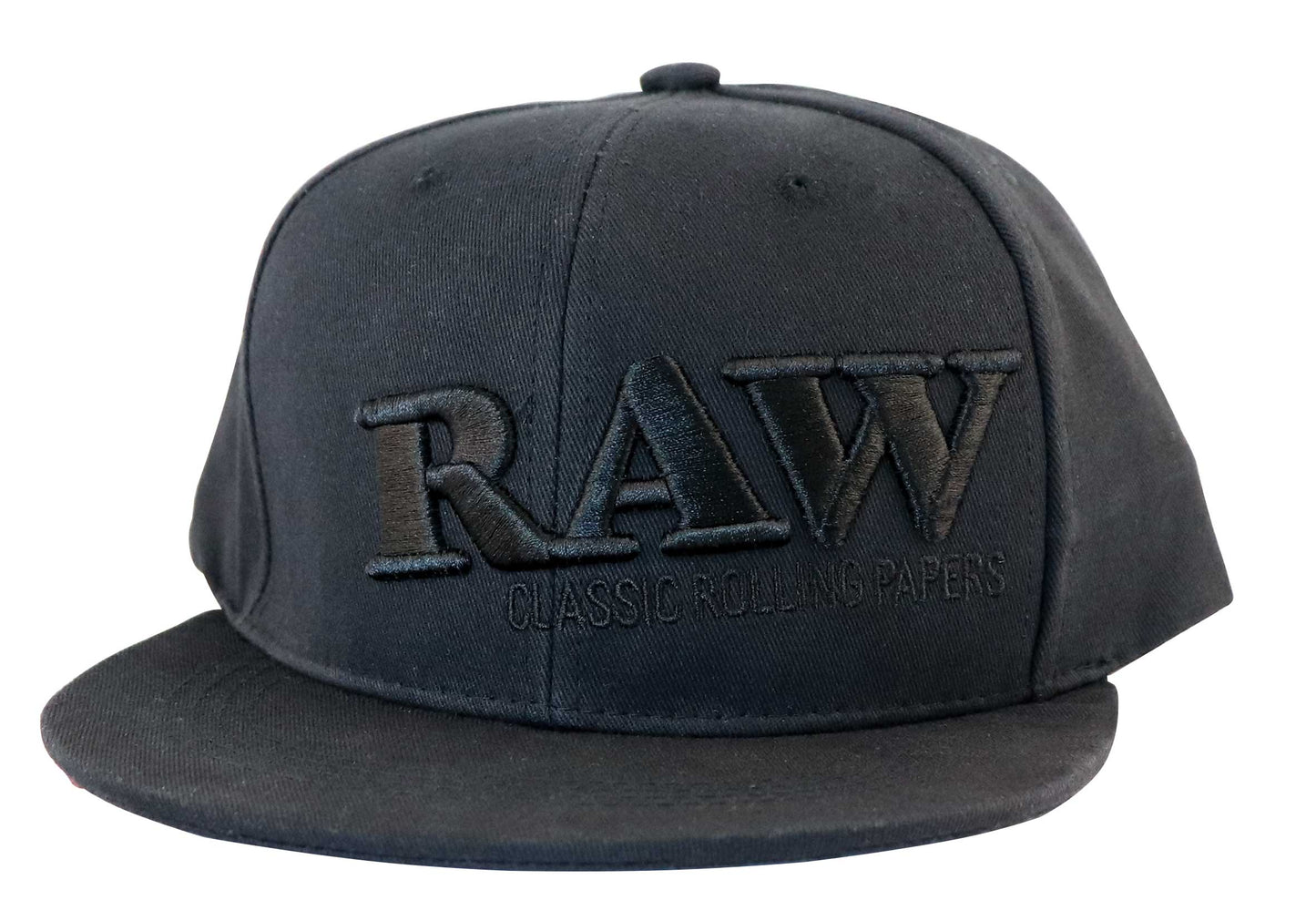 RAW Flat Bill Snapback Cap – Schwarze Poker Hat mit schwarzem RAW Logo | Original Streetwear Basecap