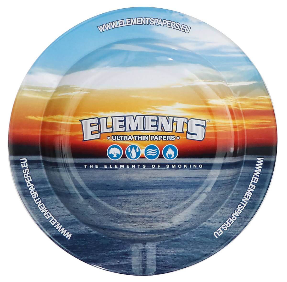 Elements Blue Metal Aschenbecher 14 cm | Rund Metall Ashtray | Elements Smoking Zubehör
