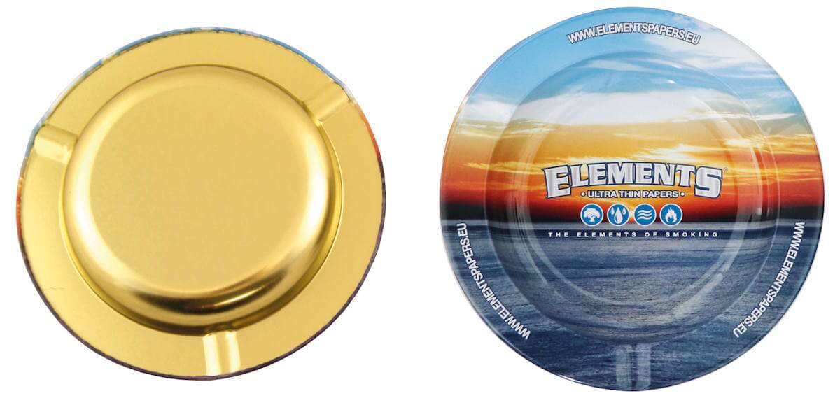 Elements Blue Metal Aschenbecher 14 cm | Rund Metall Ashtray | Elements Smoking Zubehör