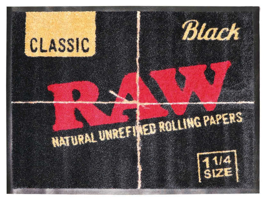 RAW Fußmatte Schwarz 80 × 60 cm – Original RAW Door Mat | Rutschfeste Schmutzfangmatte