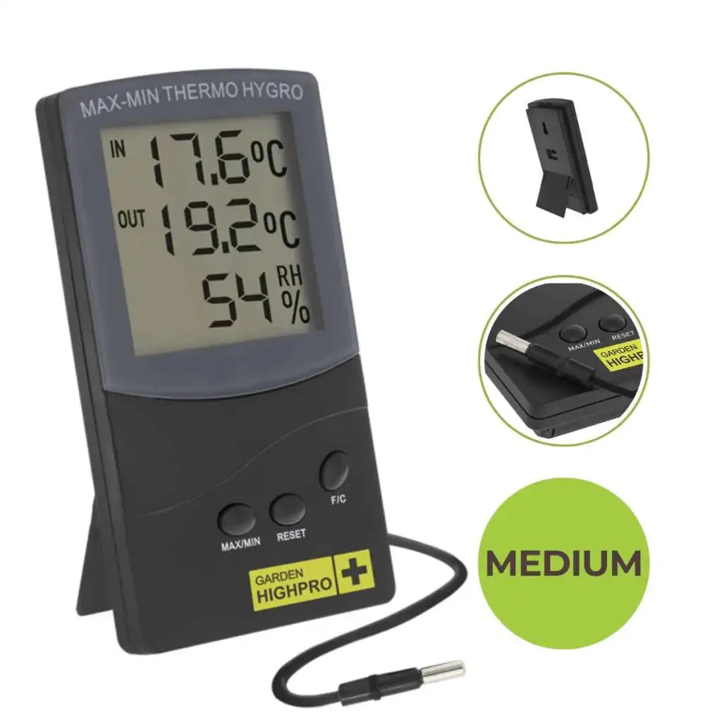 HYGROTHERMO MEDIUM | Thermometer-Hygrometer | 2 Messpunkte | digital | Garden Highpro